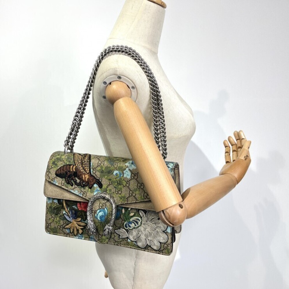 GUCCI Dionysus Shoulder Bag GG Supreme Flower Bee Embroidery Chain Multicolor - Picture 3 of 10